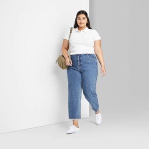 Super-High Rise Straight Jeans (Medium Blue)